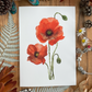 Poppy Flowers Greeting Card Linen Front