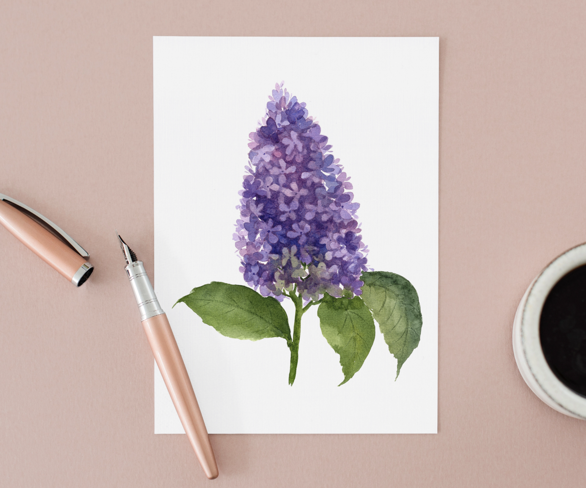 Lilac Flower Greeting Card Mock Up