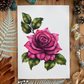 Rose Flower Greeting Card Linen Front