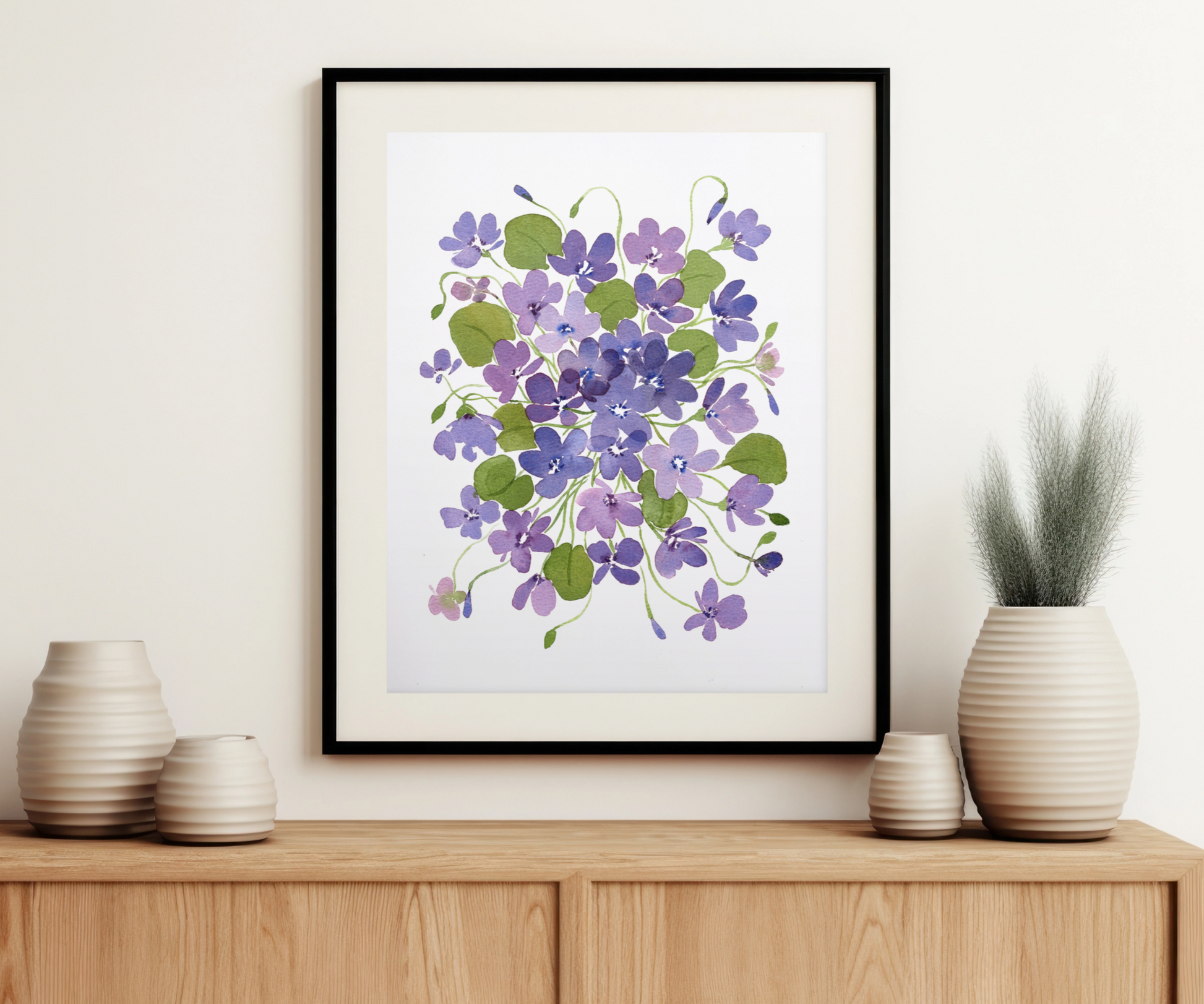 "Wild Violet Dreams" Wild Violet Flowers Art Print on the Wall