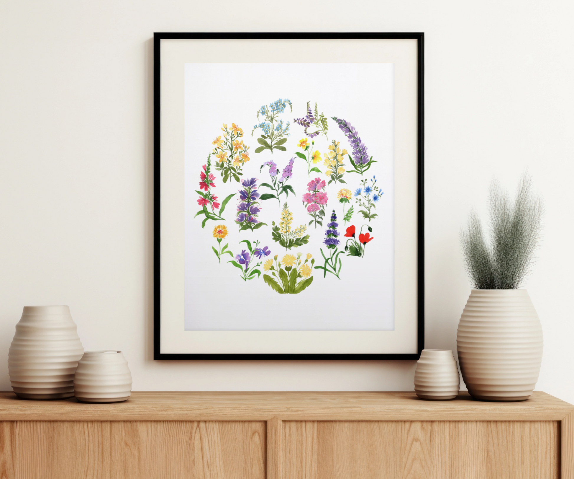 Whirl of Blooms - Wildflower Art Print on the Wall