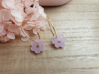 Cotton candy pink flower hoops